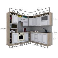 Bucatarie de Colt LEEA ART CORNER FRONT MDF ALAMO 220-240 ST. K002 / decor 191